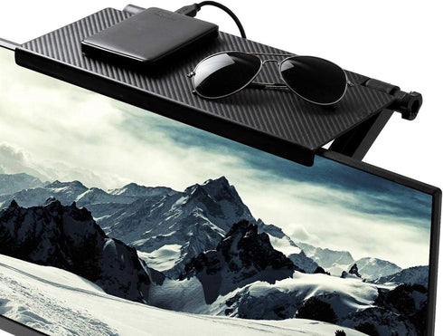 13 Inch Adjustable Screen Top Shelf Organizer for TV Computer Monitor Flat Screen, Large TV Mount Top Shelf Used to Place Soundbar Cable Box Speak...